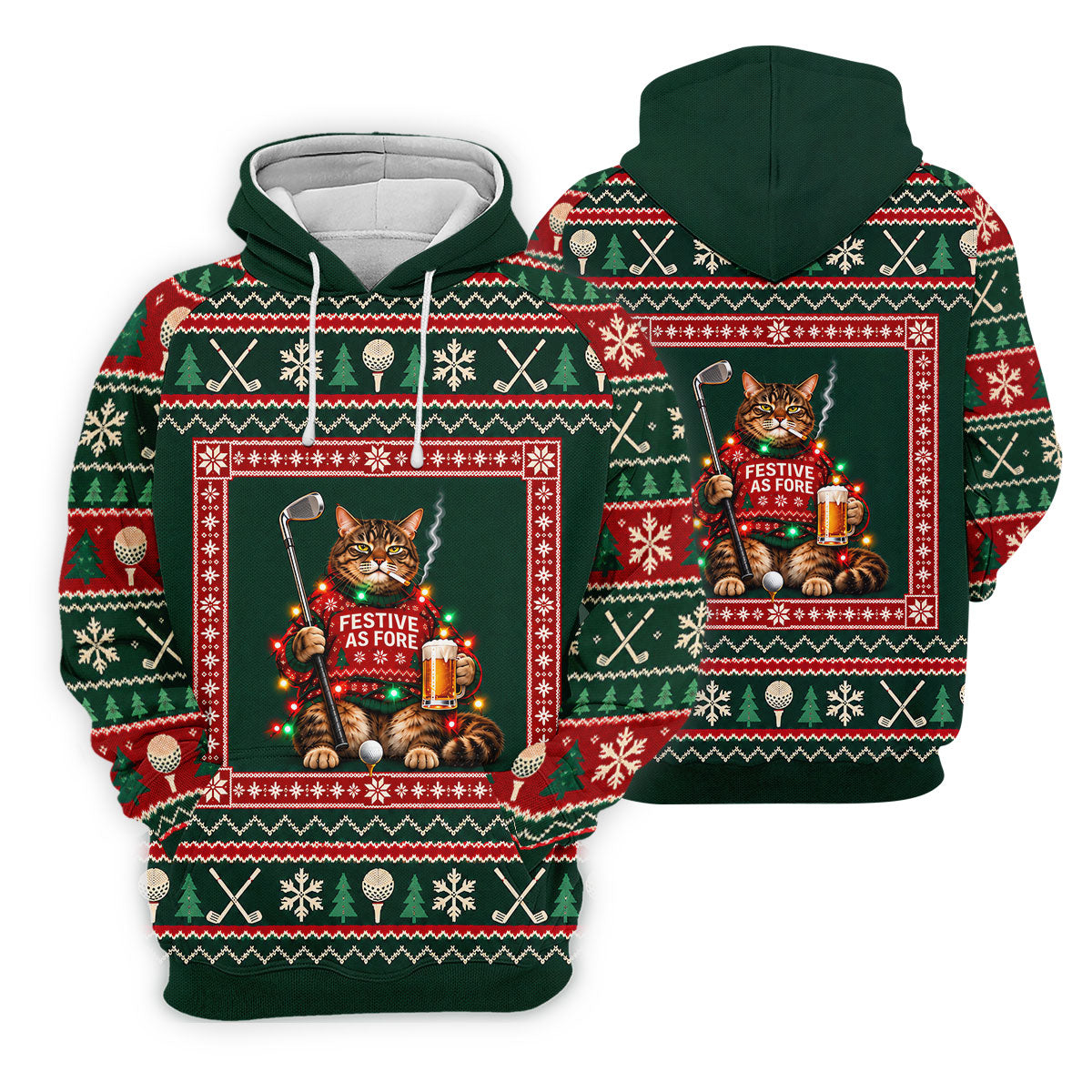 Festive As Fore Cat Beer Christmas Golf Shirt, Ladies Golf Shirts, Womens Golf Shirts