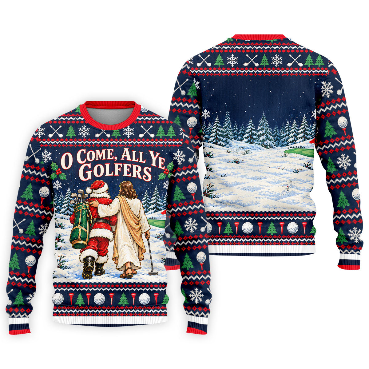 O Come All Ye Golfers Christmas Golf Shirt, Golf Polo For Men, Funny Mens Golf Shirts