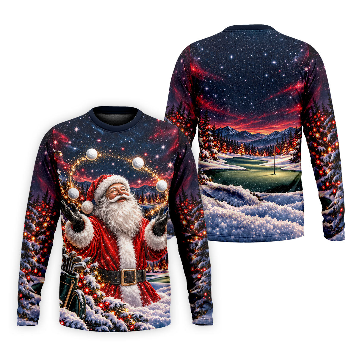 Santa Juggling Golf Balls Christmas Golf Shirt, Mens Golf Polo, Golf Shirts For Men