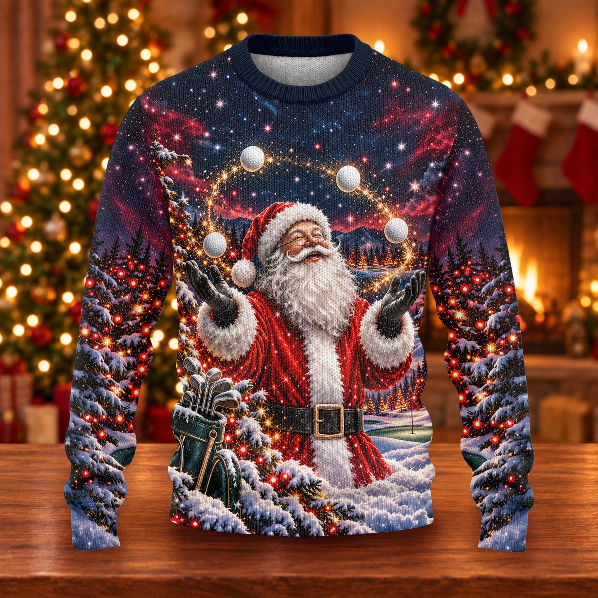 Santa Juggling Golf Balls Ugly Christmas Sweater, Ugly Sweater Party, Funny Xmas Gift