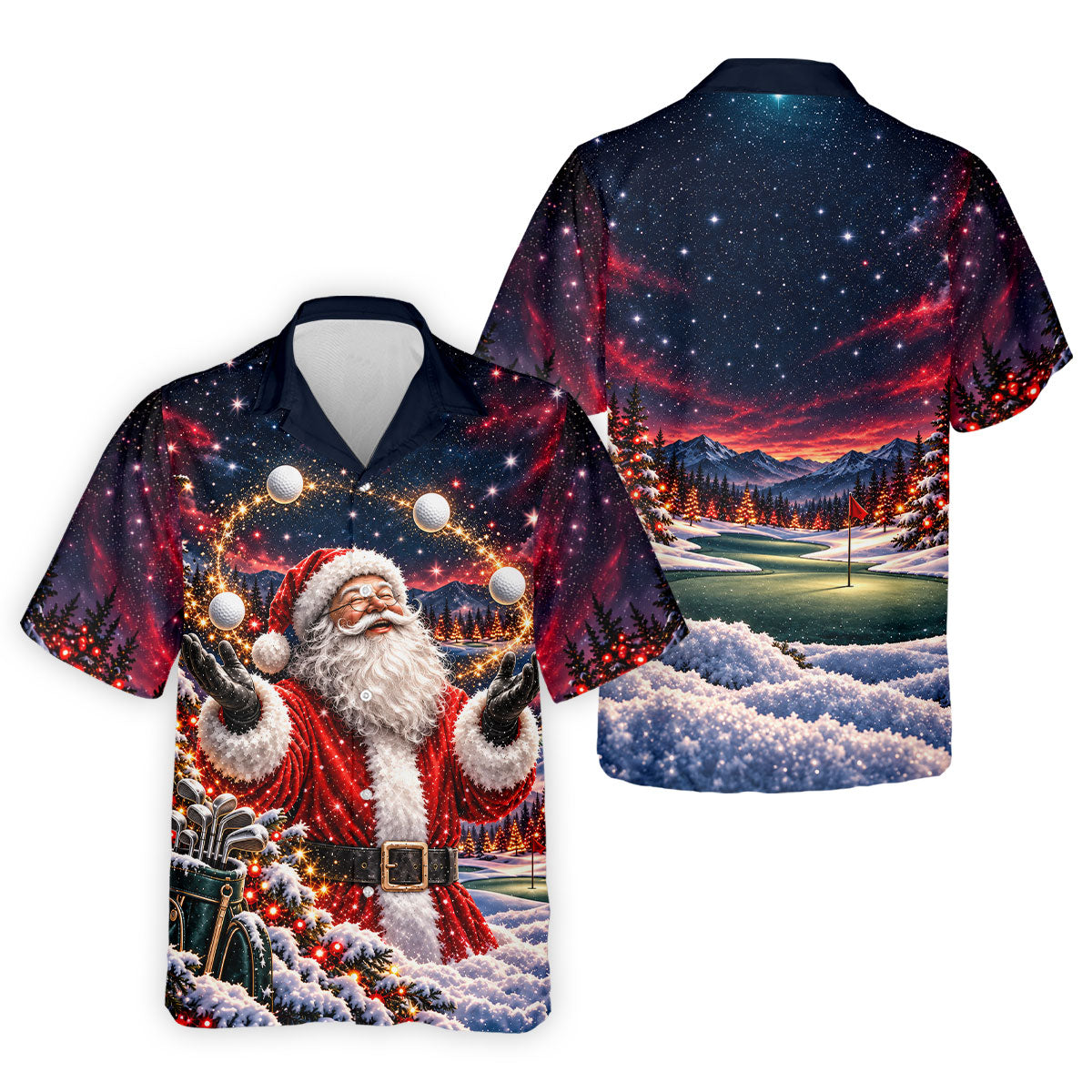 Santa Juggling Golf Balls Christmas Golf Shirt, Mens Golf Polo, Golf Shirts For Men