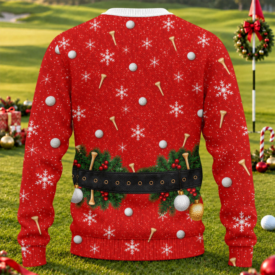 Custom Name Hairy Santa Ugly Christmas Sweater, Christmas Golf Gift, Funny Xmas Gift