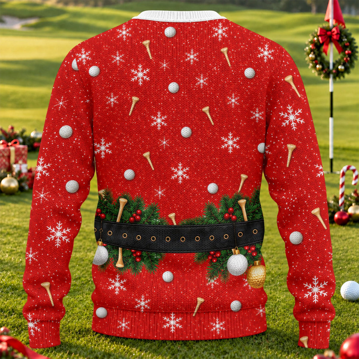 Custom Name Hairy Santa Ugly Christmas Sweater, Christmas Golf Gift, Funny Xmas Gift