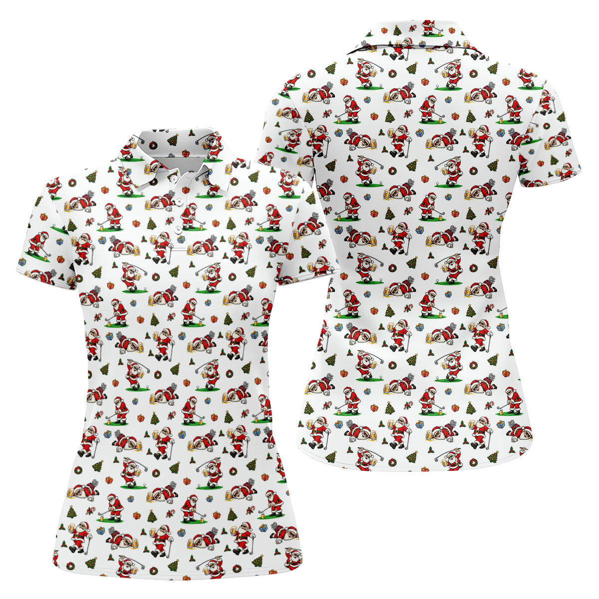 Drunk Santa Beer Golfer Christmas Golf Shirt, Golf Shirts For Women, Womens Golf Tops