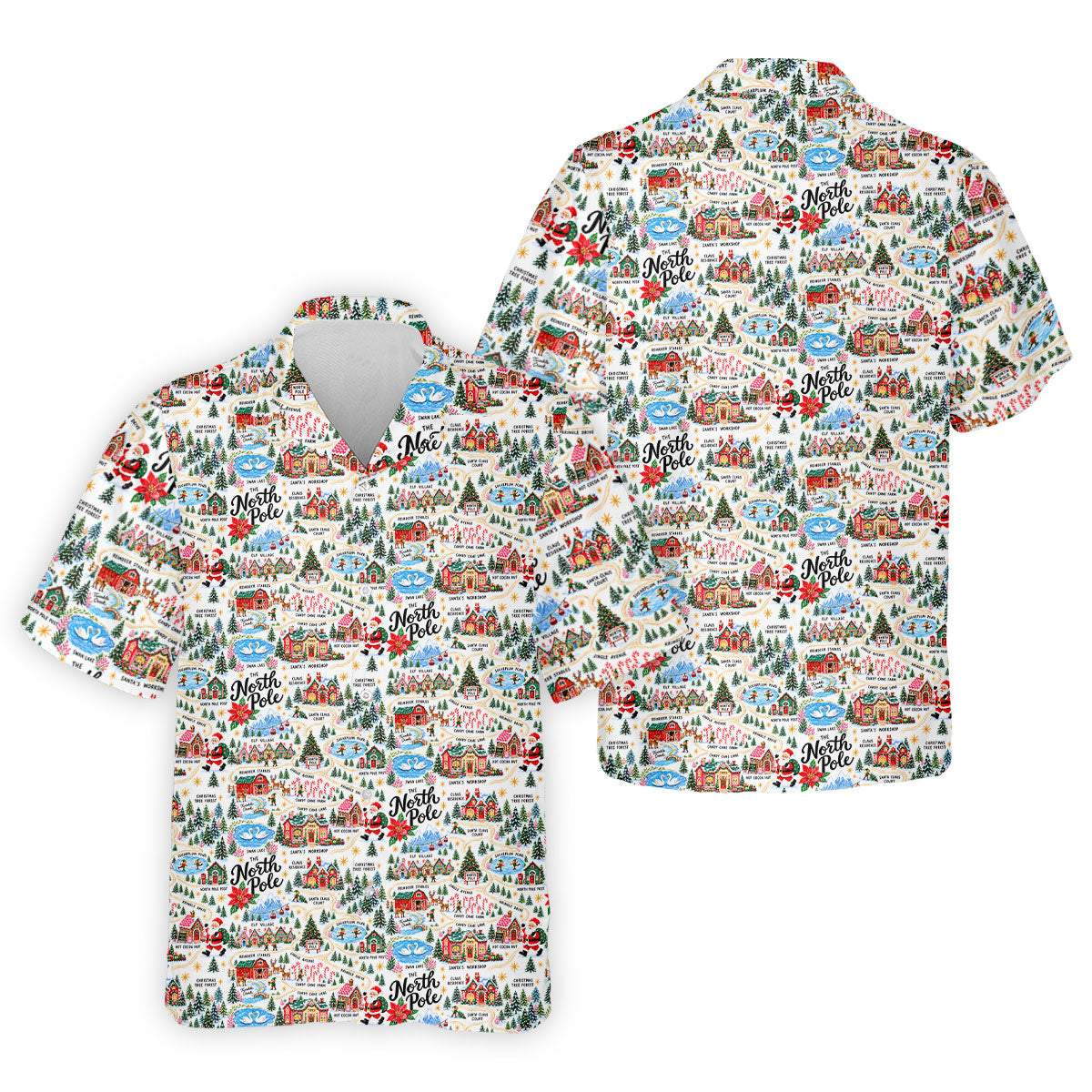 North Pole Village Map Christmas Golf Shirt, Golf Polo For Men, Mens Golf Apparel