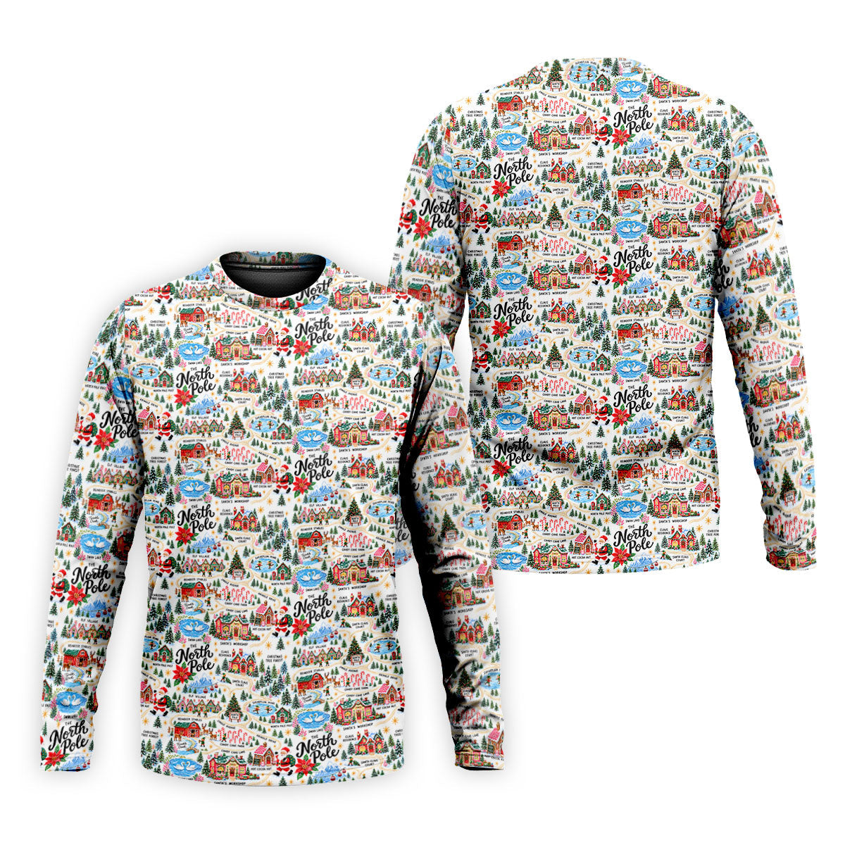 North Pole Village Map Christmas Golf Shirt, Golf Polo For Men, Mens Golf Apparel