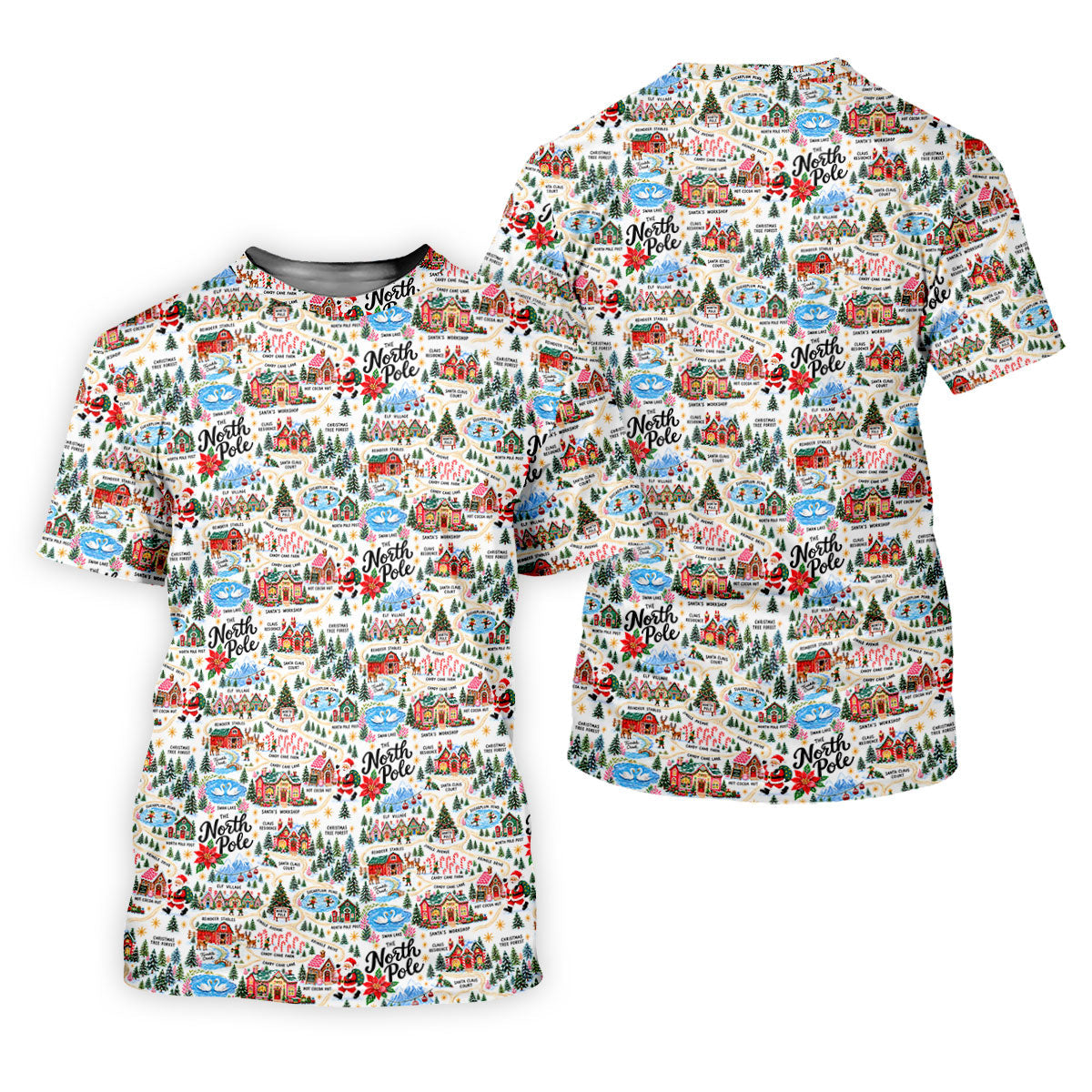 North Pole Village Map Christmas Golf Shirt, Womens Golf Shirts, Womens Golf Clothing