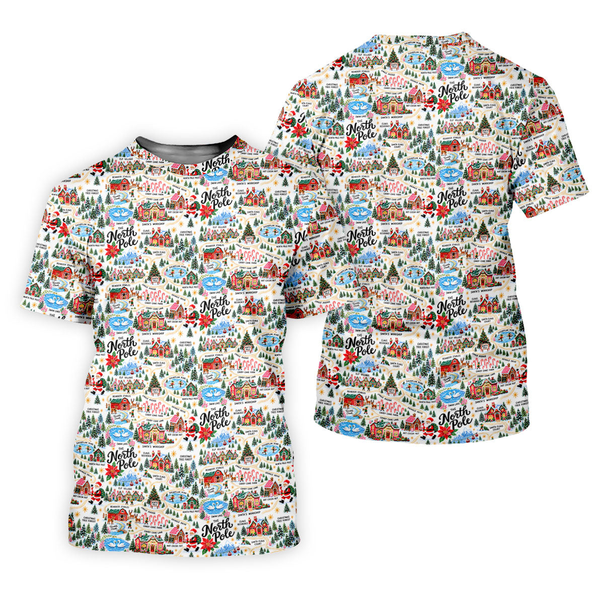 North Pole Village Map Christmas Golf Shirt, Golf Polo For Men, Mens Golf Apparel