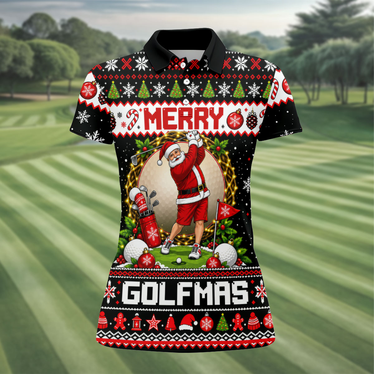 Merry Golfmas Santa Christmas Golf Shirt, Golf Gifts For Women, Golf Shirts For Women