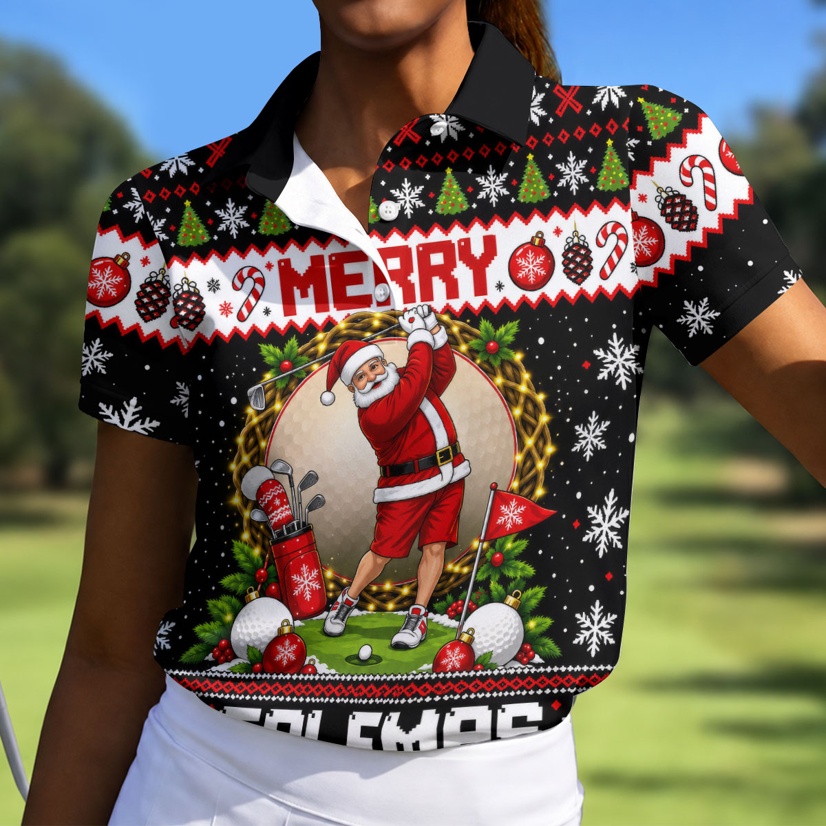 Merry Golfmas Santa Christmas Golf Shirt, Golf Gifts For Women, Golf Shirts For Women