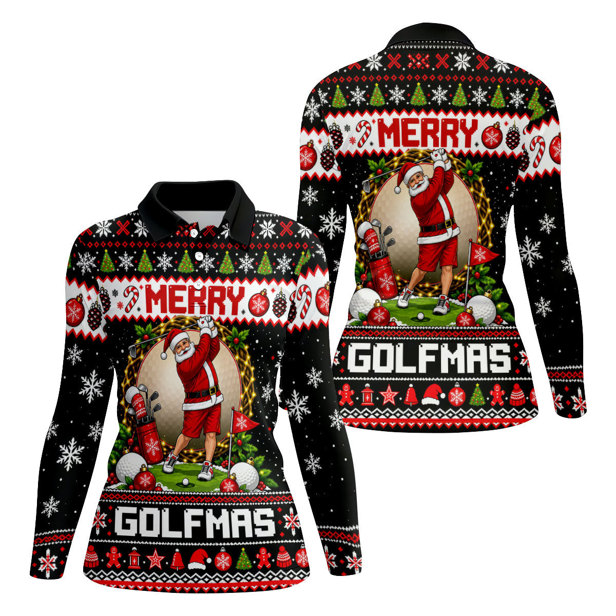Merry Golfmas Santa Christmas Golf Shirt, Golf Gifts For Women, Golf Shirts For Women