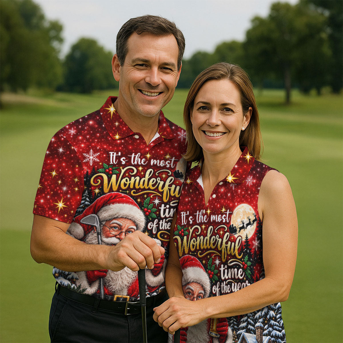 Most Wonderful Time Santa Beer Christmas Golf Shirt, Mens Golf Polo, Mens Golf Shirts