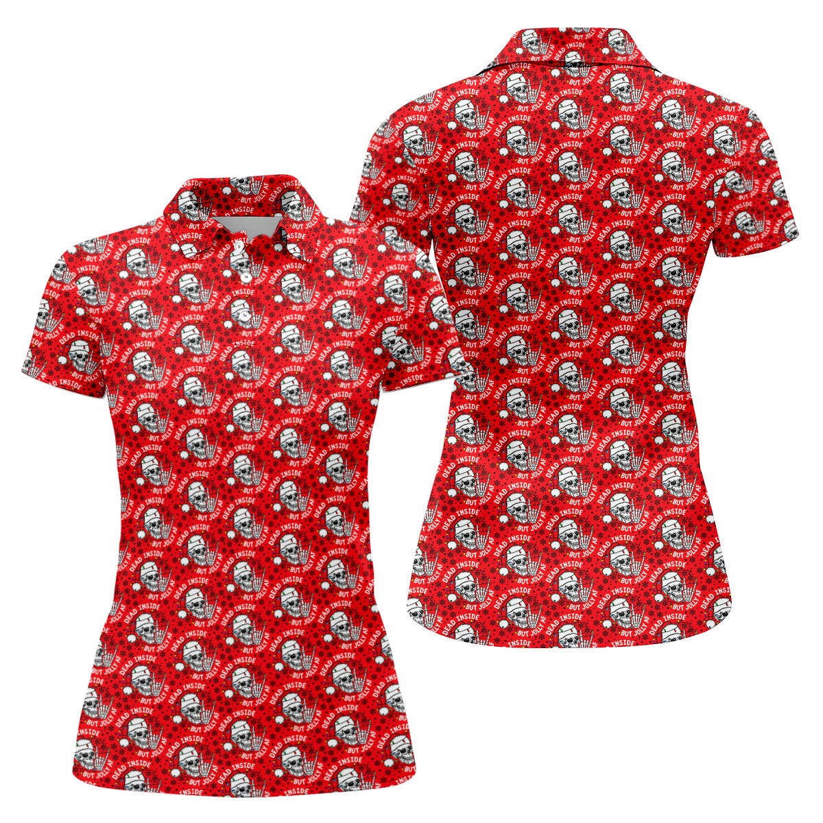 Dead Inside But Jolly AF Christmas Golf Shirt, Ladies Golf Shirts, Womens Golf Shirts