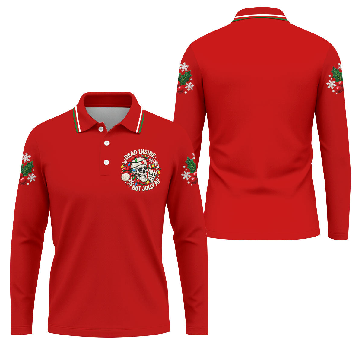 Jolly AF Skull Chest Logo Christmas Golf Shirt, Mens Golf Clothing, Golf Polo For Men