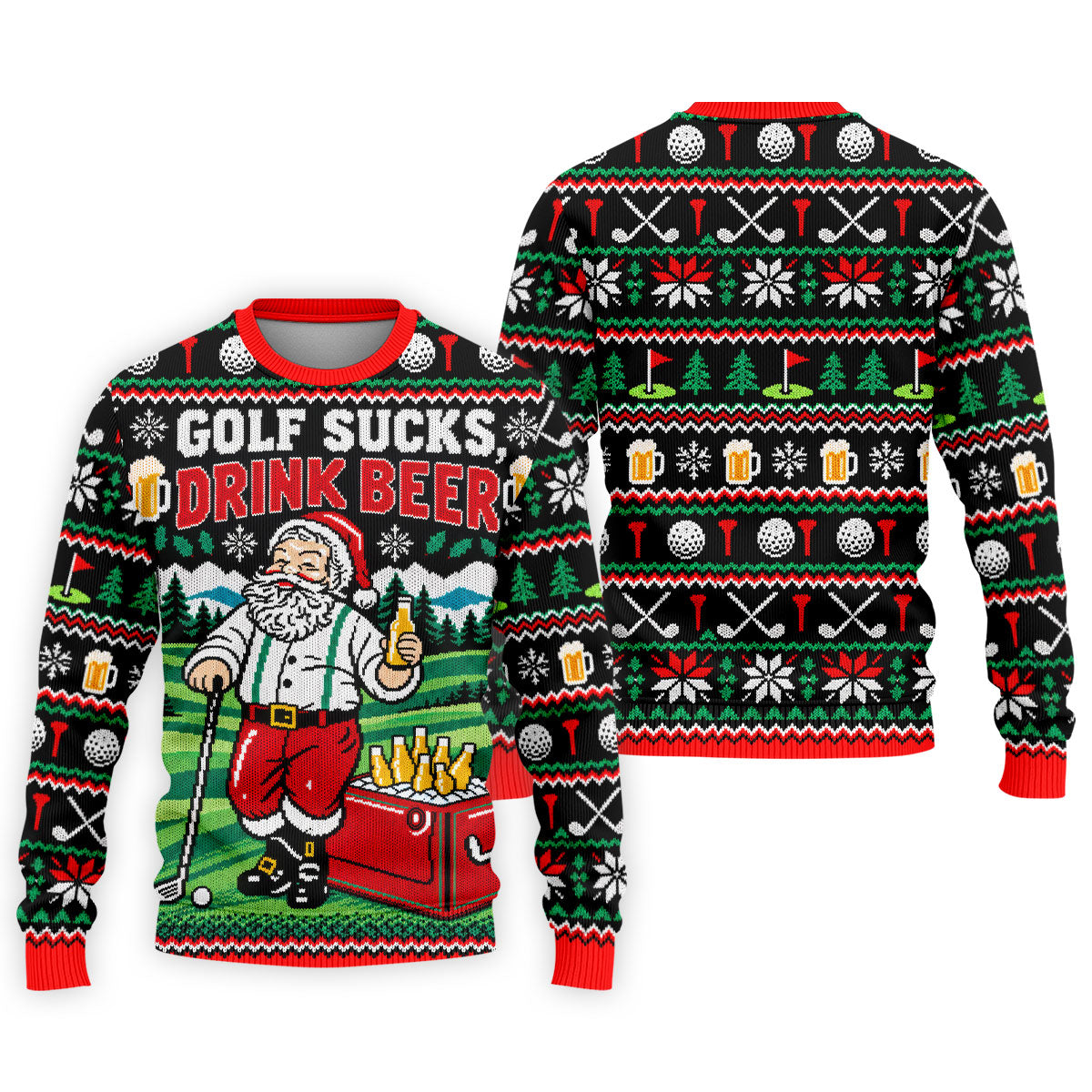 Golf Sucks Drink Beer Christmas Golf Shirt, Funny Mens Golf Shirts, Mens Golf Shirts