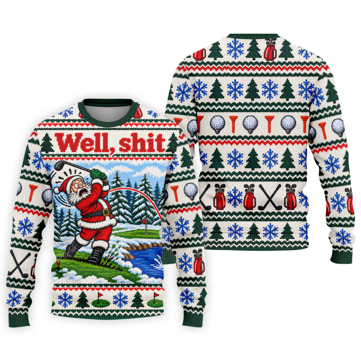 Well Shit Santa Golfer Christmas Golf Shirt, Mens Golf Polo, Funny Mens Golf Shirts