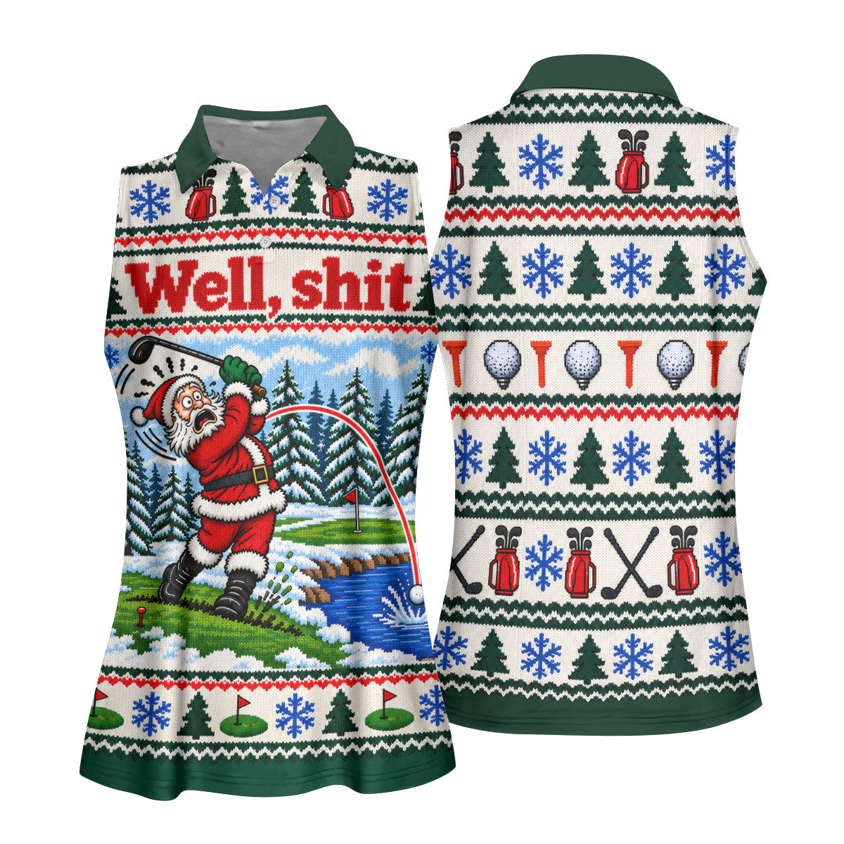 Well Shit Santa Golfer Christmas Golf Shirt, Ladies Golf Tops, Golf Gifts For Women