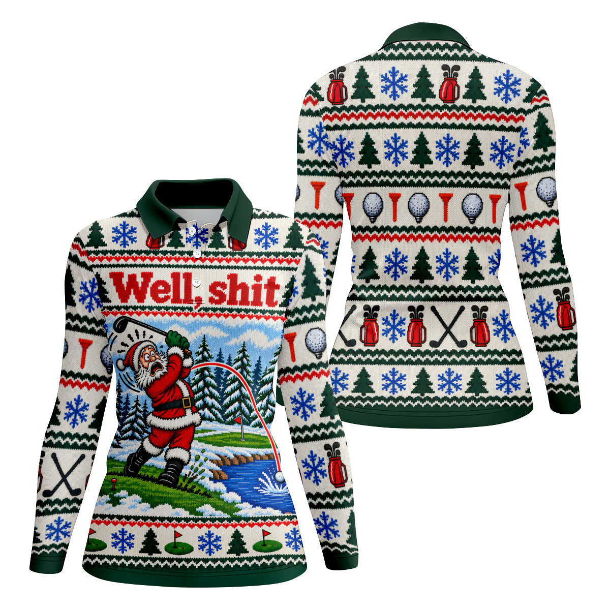 Well Shit Santa Golfer Christmas Golf Shirt, Ladies Golf Tops, Golf Gifts For Women