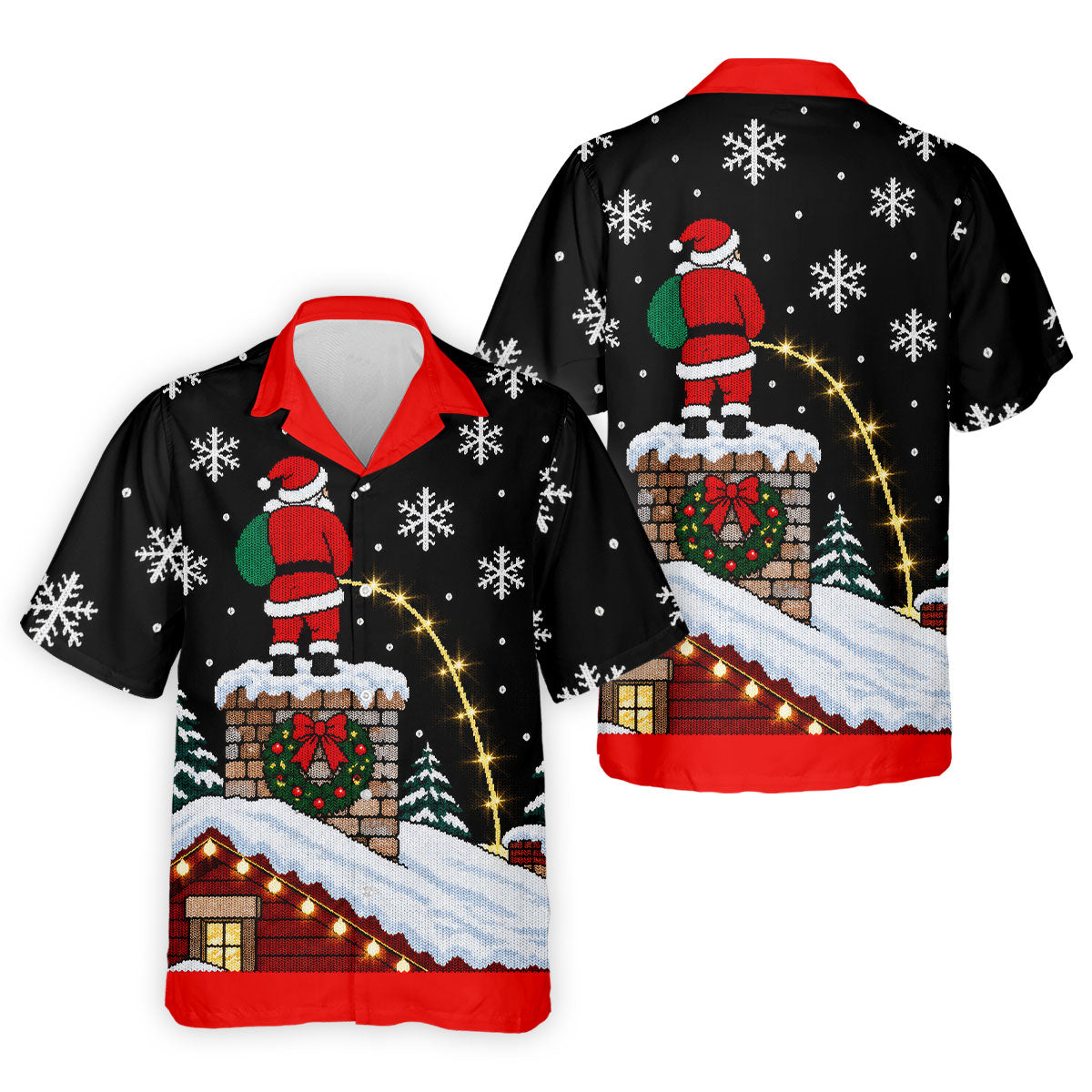 Santa On Chimney Christmas Golf Shirt, Mens Golf Apparel, Funny Mens Golf Shirts