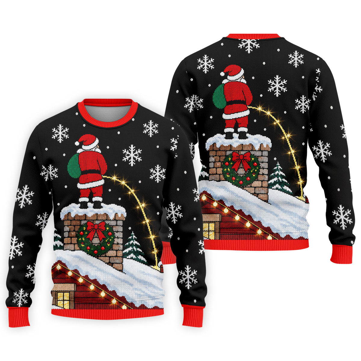 Santa On Chimney Christmas Golf Shirt, Mens Golf Apparel, Funny Mens Golf Shirts