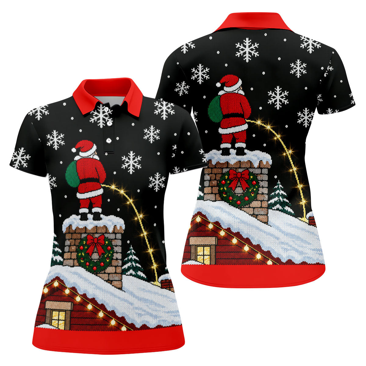 Santa On Chimney Christmas Golf Shirt, Golf Shirts For Women, Womens Golf Clothing