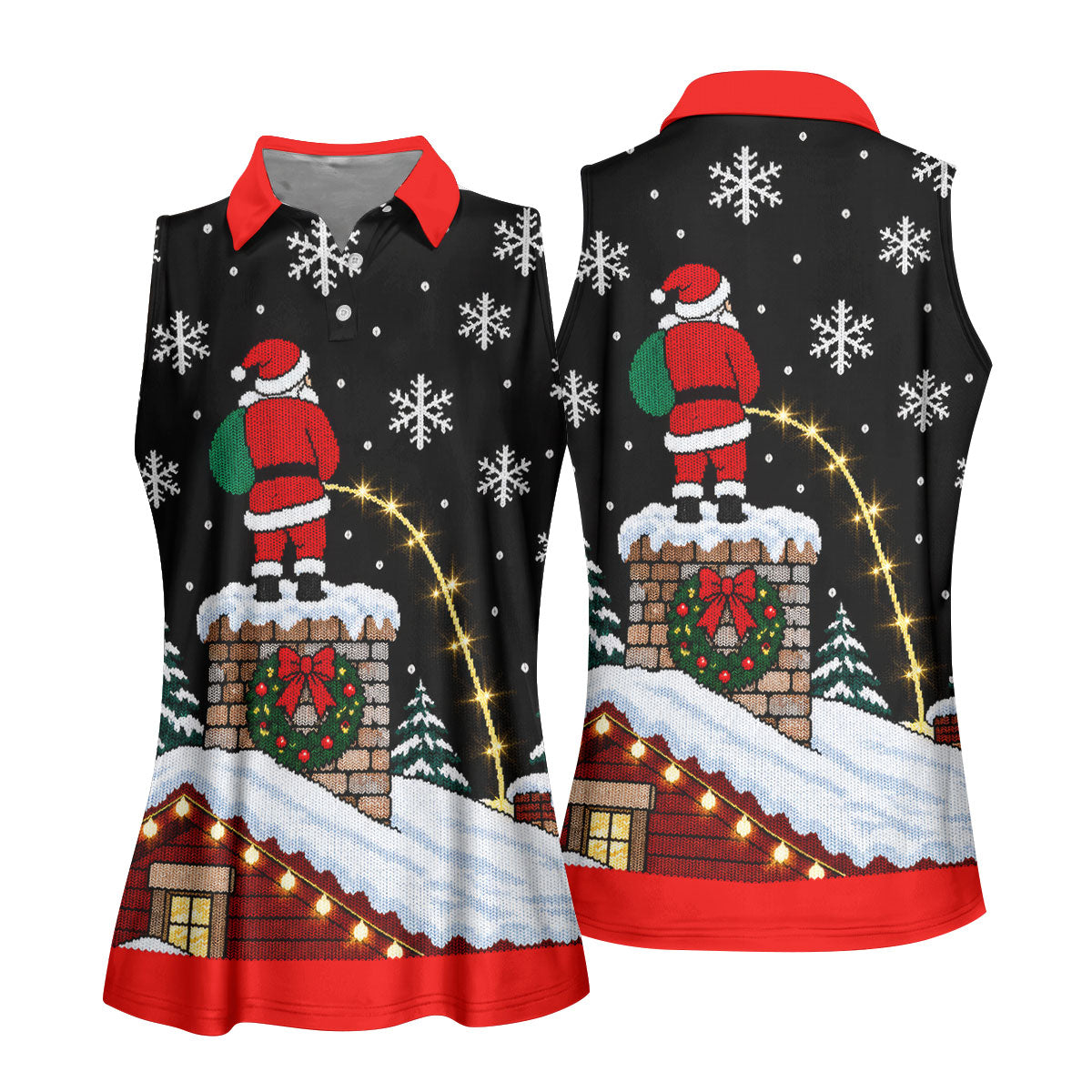 Santa On Chimney Christmas Golf Shirt, Golf Shirts For Women, Womens Golf Clothing
