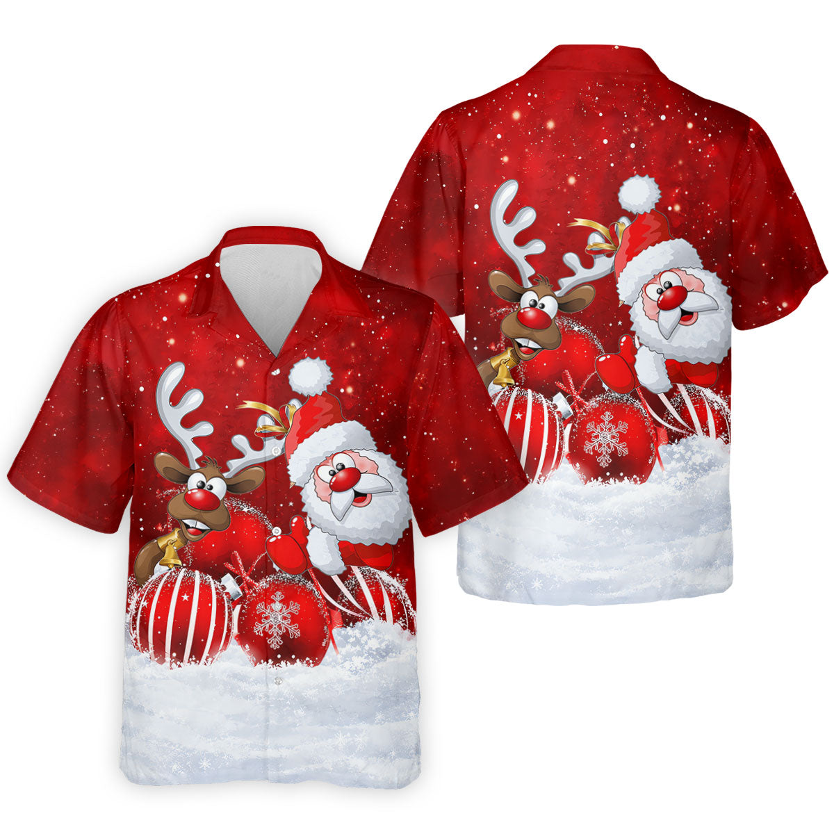 Santa Reindeer Snow Christmas Golf Shirt, Golf Shirts For Men, Golf Gifts For Men