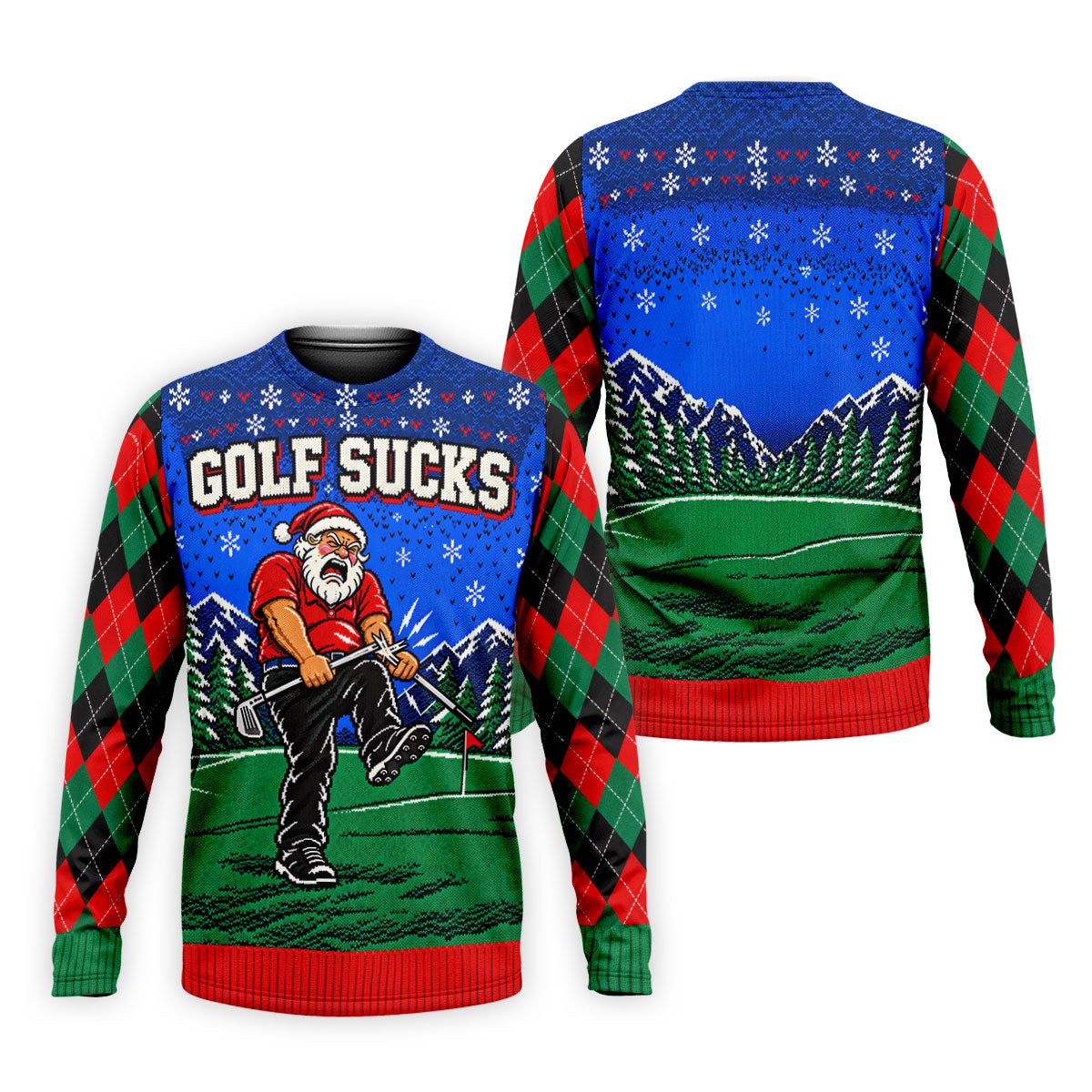 Golf Sucks Angry Santa Christmas Golf Shirt, Mens Golf Polo, Golf Shirts For Men