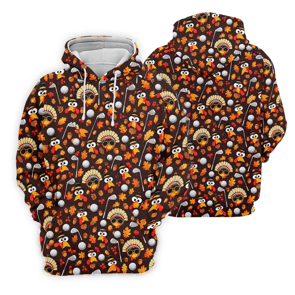 Golf Turkey Pattern Thanksgiving Golf Shirt, Mens Golf Polo, Golf Shirts For Men