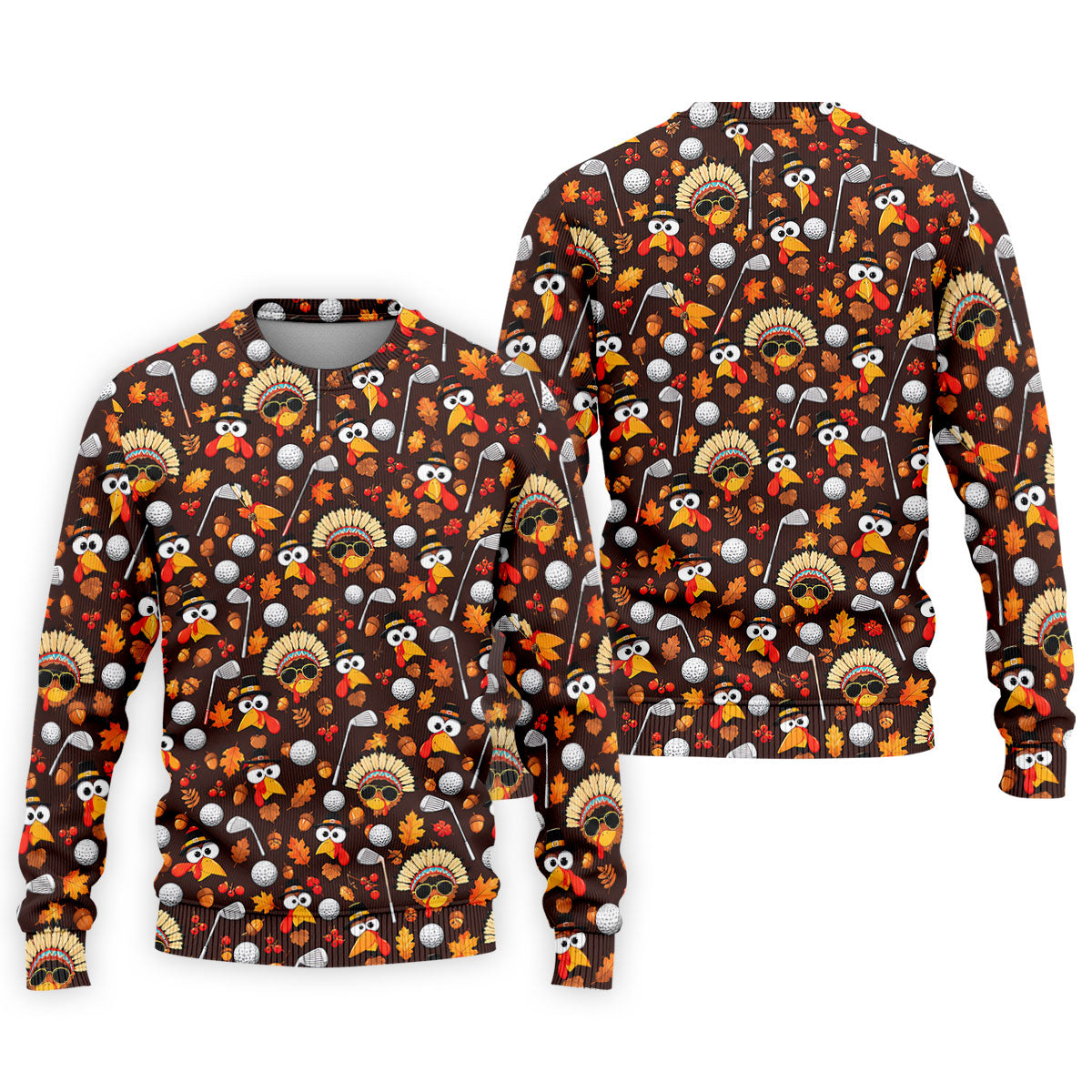 Golf Turkey Pattern Thanksgiving Golf Shirt, Mens Golf Polo, Golf Shirts For Men
