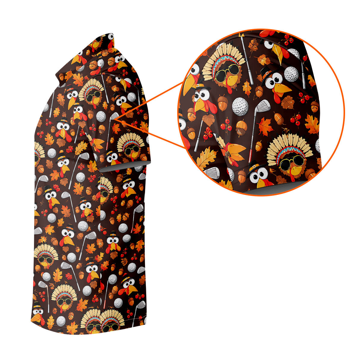 Golf Turkey Pattern Thanksgiving Golf Shirt, Mens Golf Polo, Golf Shirts For Men