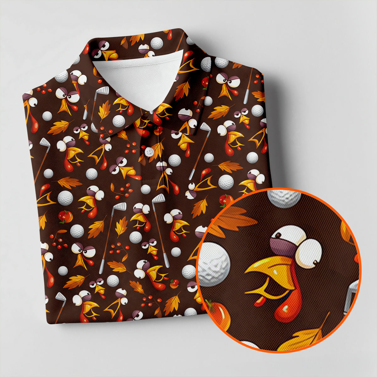 Golf Balls Turkey Fall Thanksgiving Golf Shirt, Mens Golf Shirts, Mens Golf Apparel