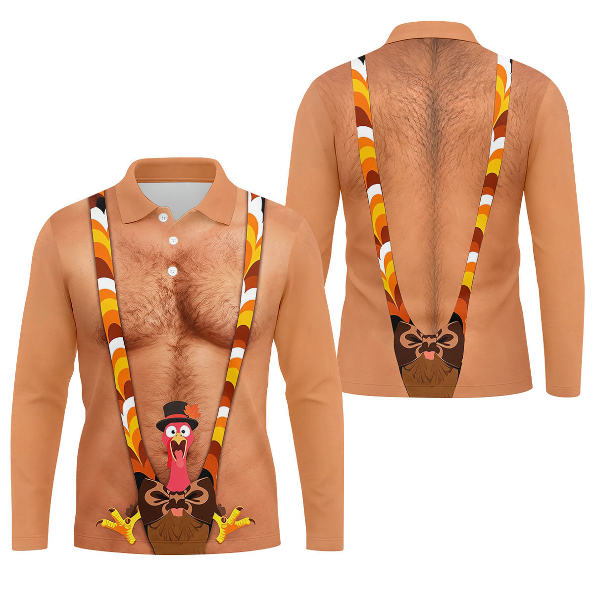 Funny Turkey Suspenders Thanksgiving Golf Shirt, Mens Golf Apparel, Golf Polo For Men
