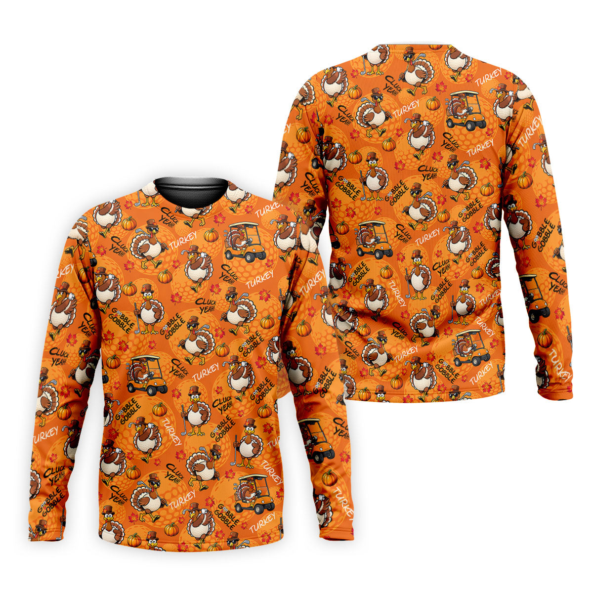 Turkey Golf Cart Thanksgiving Golf Shirt, Mens Golf Clothing, Funny Mens Golf Shirts