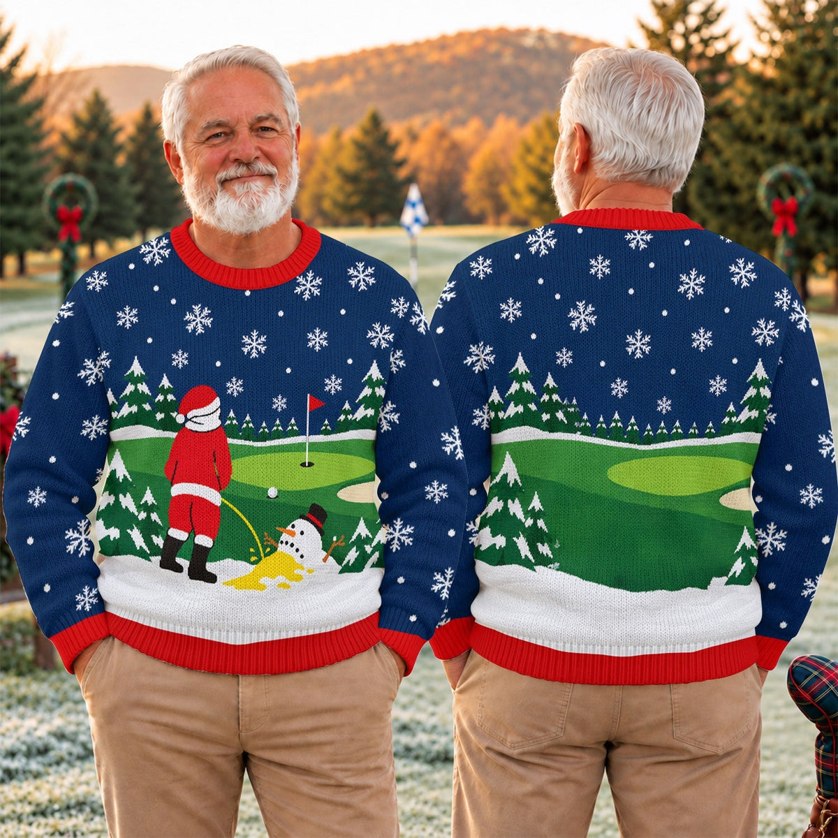 Santa Golf Snowman Ugly Christmas Sweater, Christmas Golf Gift, Holiday Party Sweater