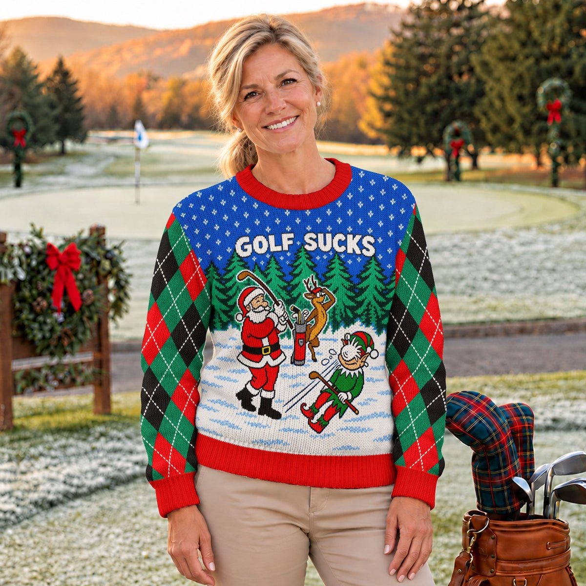 Golf Sucks Santa Ugly Christmas Sweater, Ugly Sweater Party, Funny Christmas Outfit