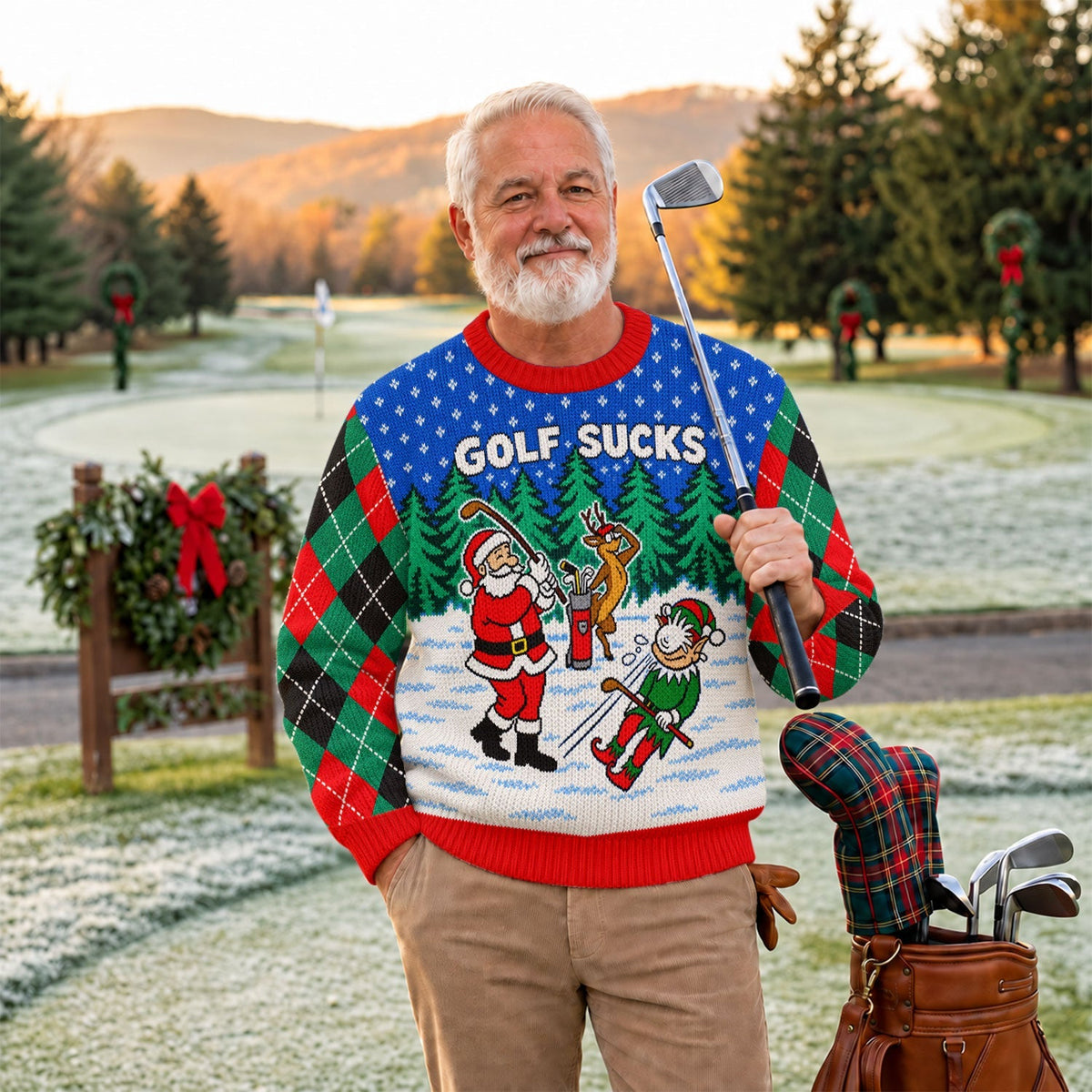Golf Sucks Santa Ugly Christmas Sweater, Ugly Sweater Party, Funny Christmas Outfit