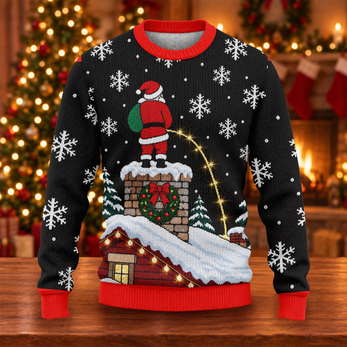 Santa On Chimney Ugly Christmas Sweater, Ugly Sweater Party, Christmas Party Outfit