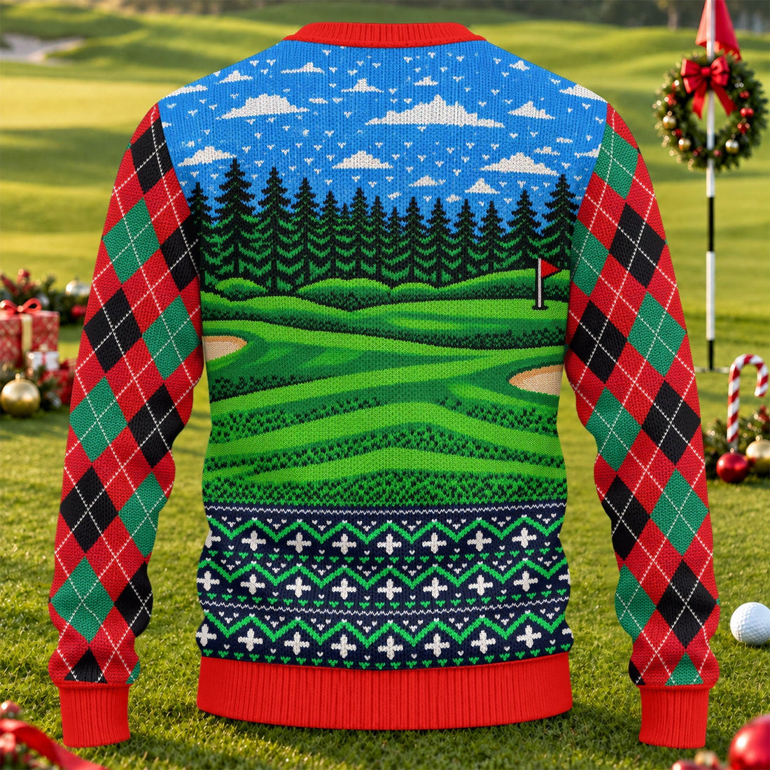 Santa Reindeer Beer Ugly Christmas Sweater, Christmas Golf Gift, Golf Lover Gifts
