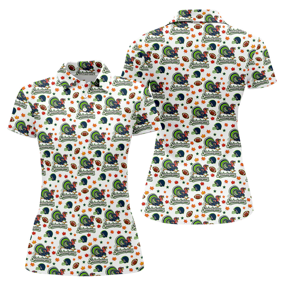 Seahawksgiving Thanksgiving Golf Shirt, Ladies Golf Shirts, Golf Shirts For Women