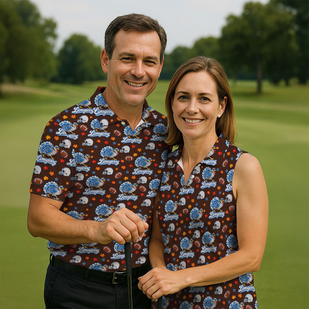 Lionsgiving Thanksgiving Golf Shirt, Golf Shirts For Women, Womens Golf Clothing