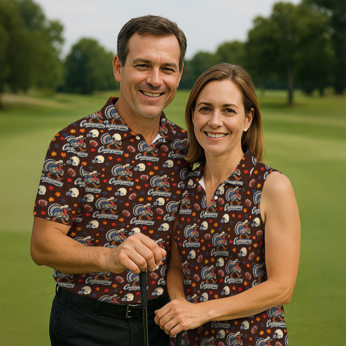 Cowboysgiving Thanksgiving Golf Shirt, Golf Shirts For Men, Funny Mens Golf Shirts