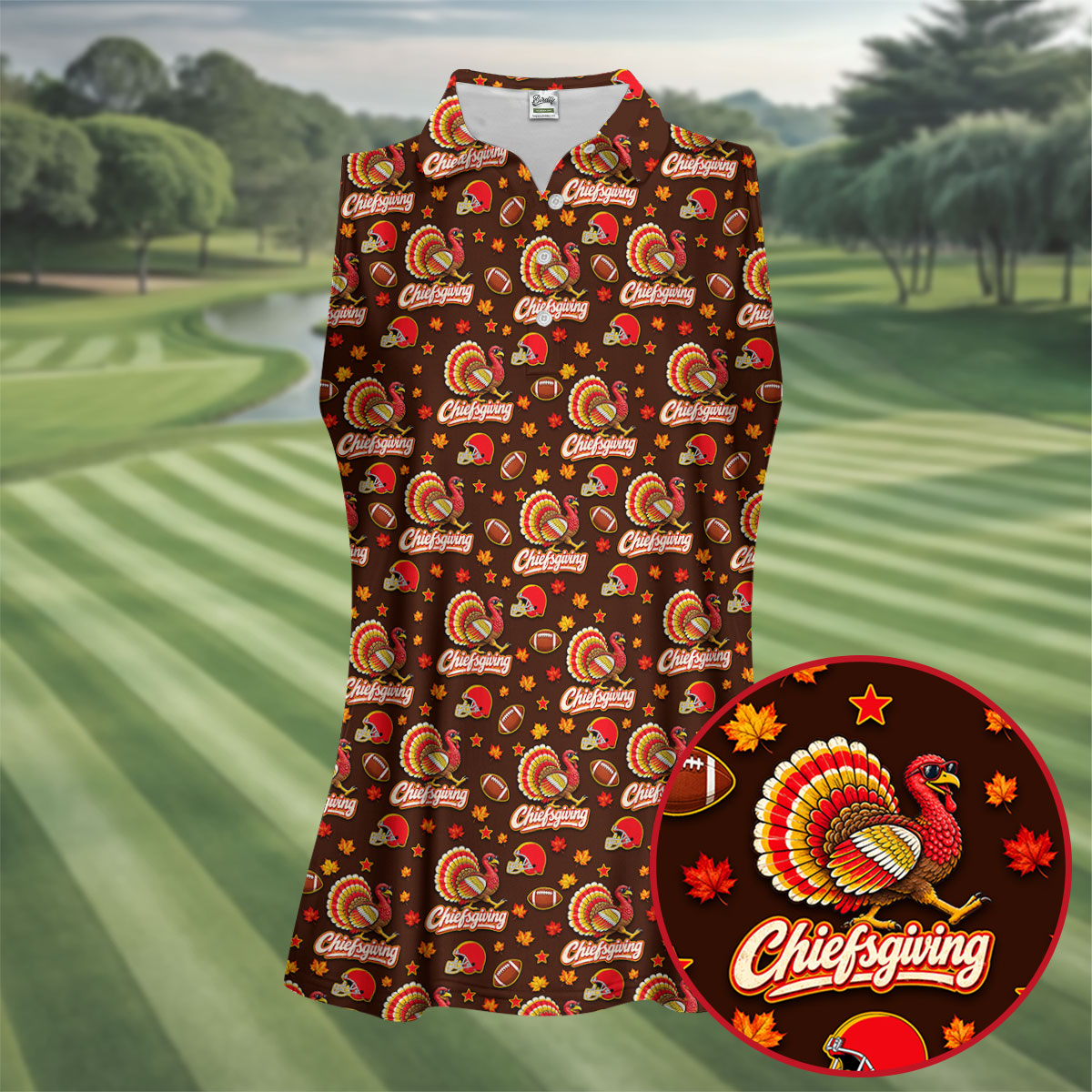 Chiefsgiving Thanksgiving Golf Shirt, Womens Golf Apparel, Golf Shirts For Women