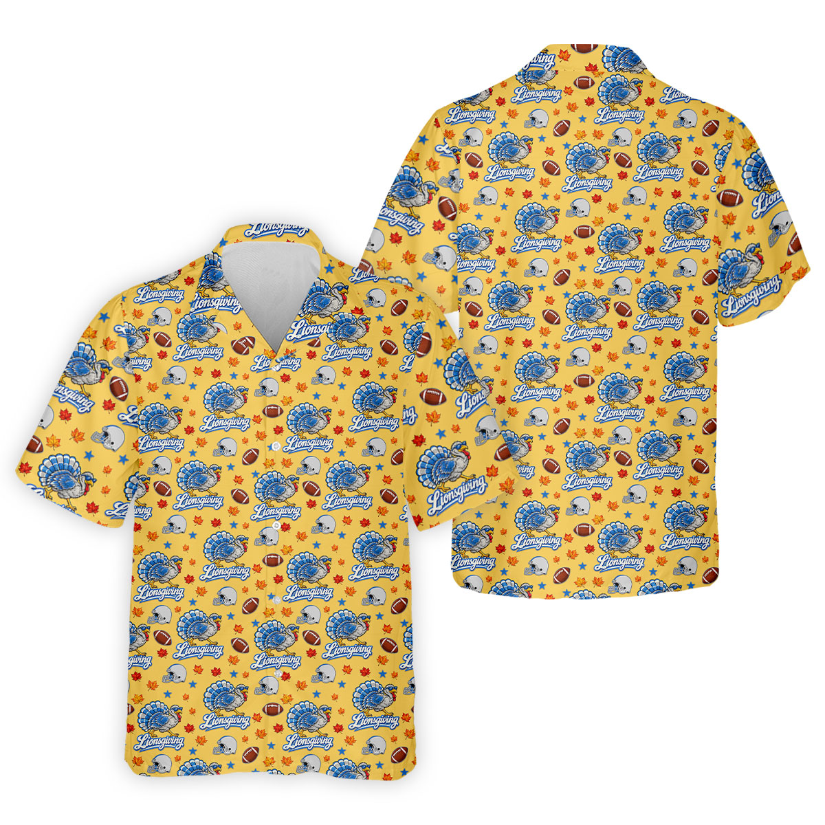 Lionsgiving Thanksgiving Golf Shirt, Golf Shirts For Men, Mens Holiday Golf Shirts