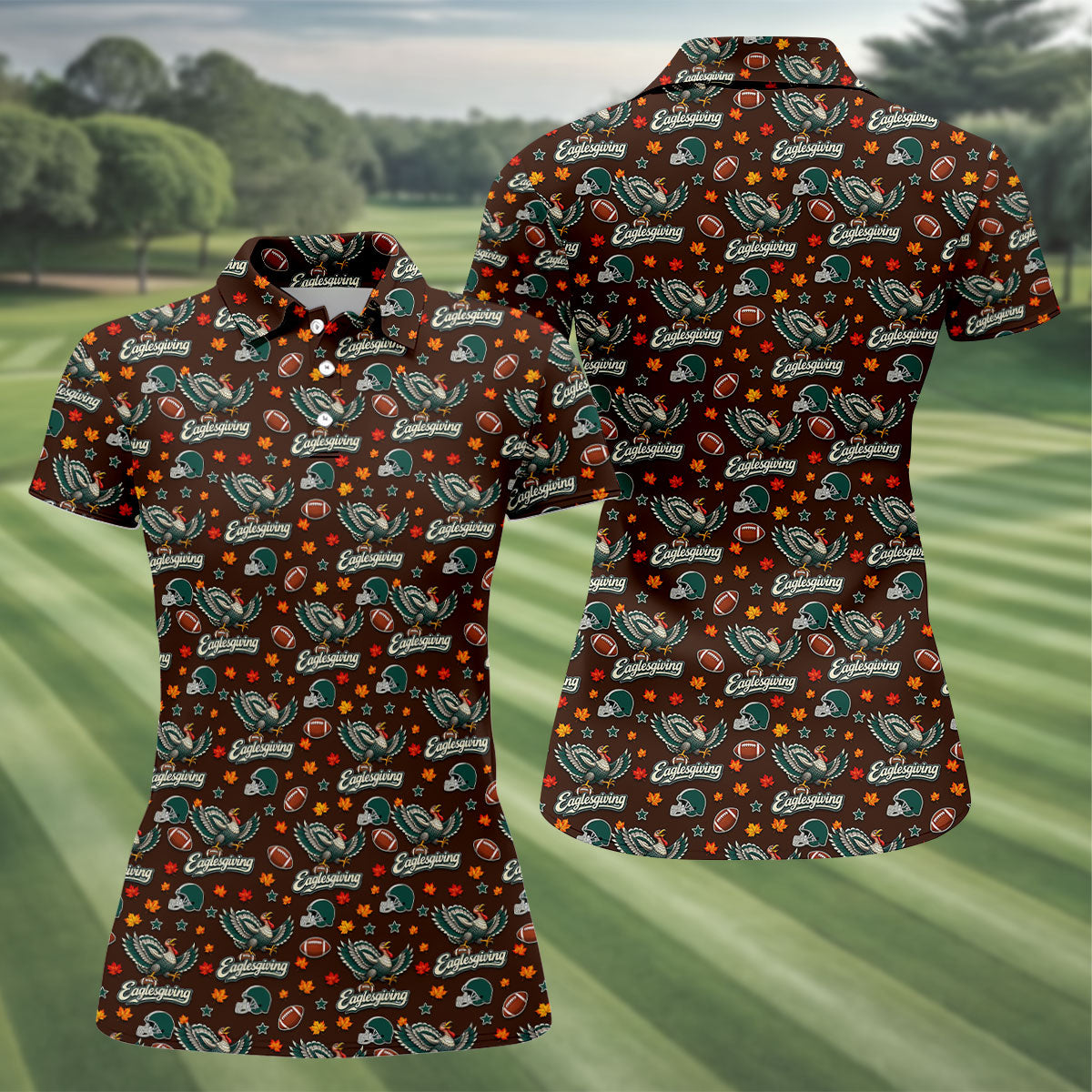 Eaglesgiving Thanksgiving Golf Shirt, Womens Golf Apparel, Golf Shirts For Women