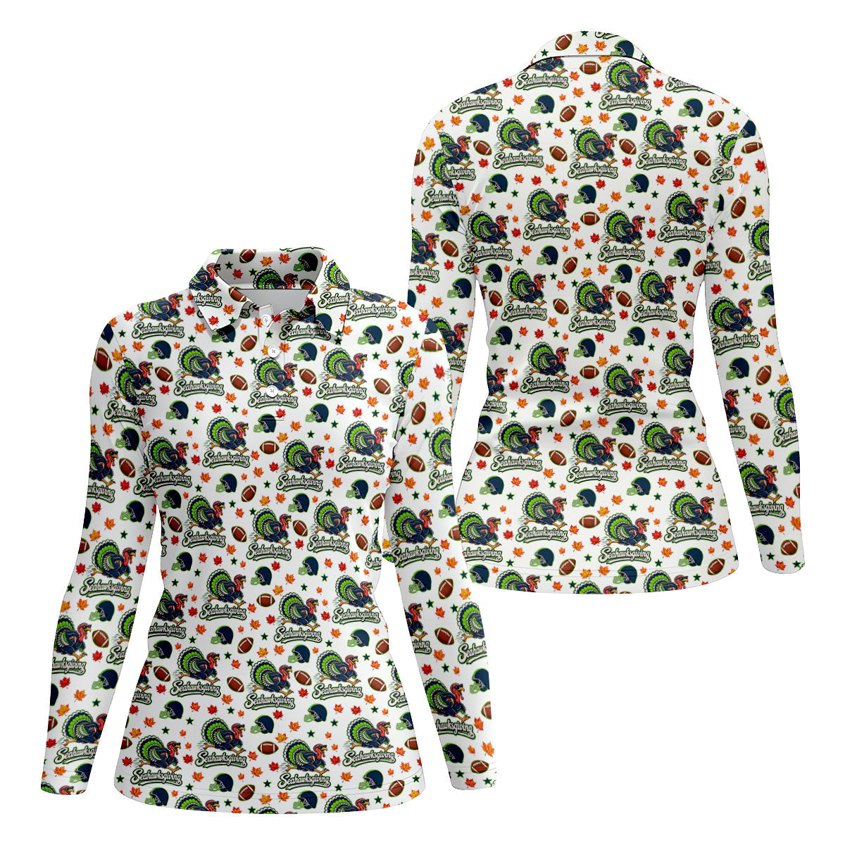 Seahawksgiving Thanksgiving Golf Shirt, Ladies Golf Shirts, Golf Shirts For Women