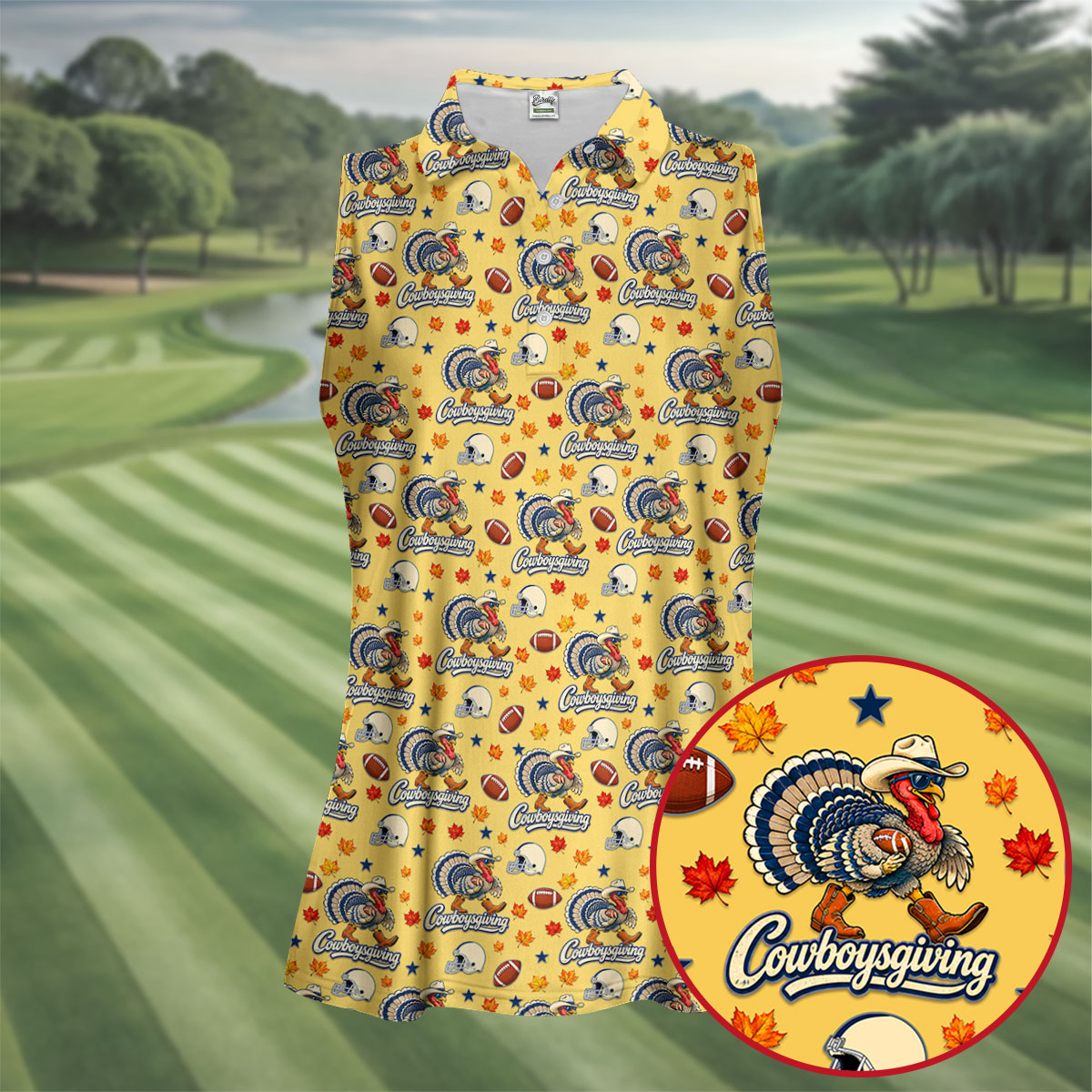 Cowboysgiving Thanksgiving Golf Shirt, Womens Golf Apparel, Golf Shirts For Women