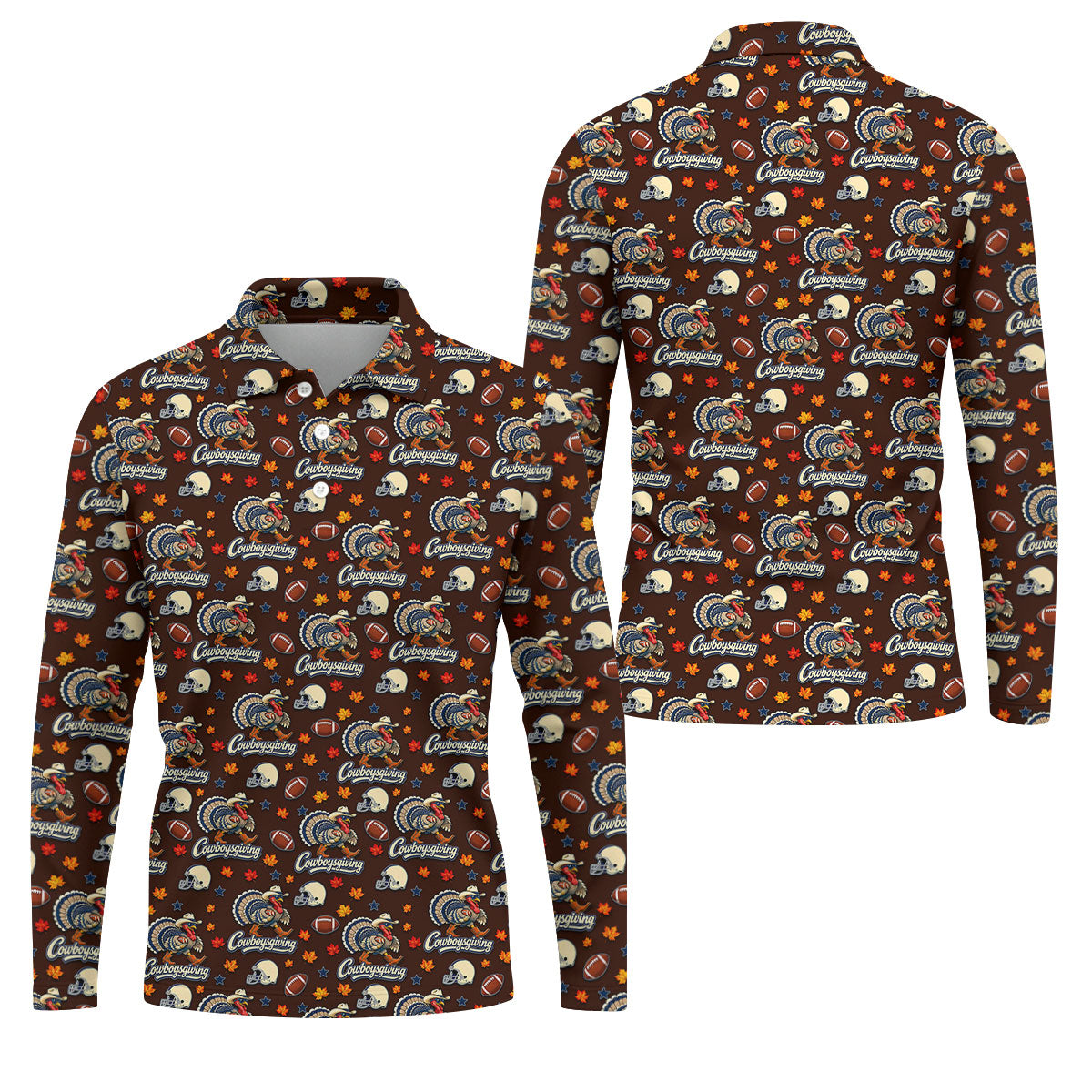 Cowboysgiving Thanksgiving Golf Shirt, Golf Shirts For Men, Funny Mens Golf Shirts