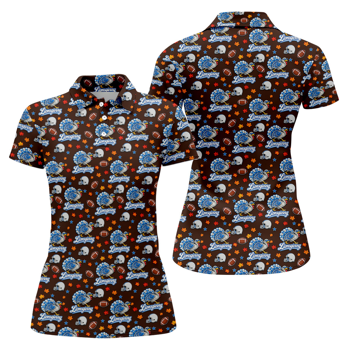 Lionsgiving Thanksgiving Golf Shirt, Golf Shirts For Women, Womens Golf Clothing