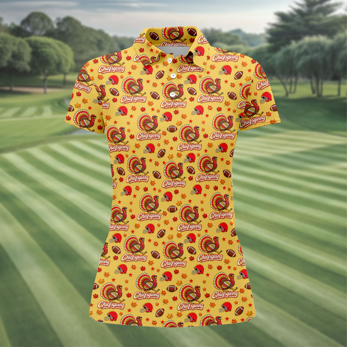 Chiefsgiving Thanksgiving Golf Shirt, Golf Shirts For Women, Womens Golf Apparel